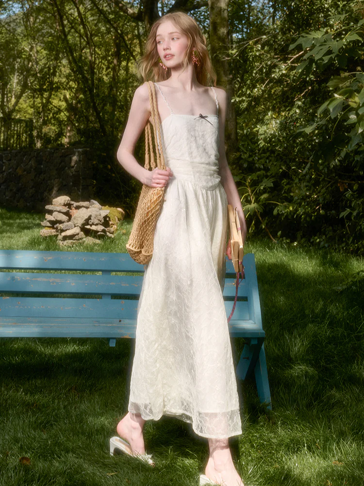 Lace Sequin Shimmer Waist - Cinching Camisole Dress