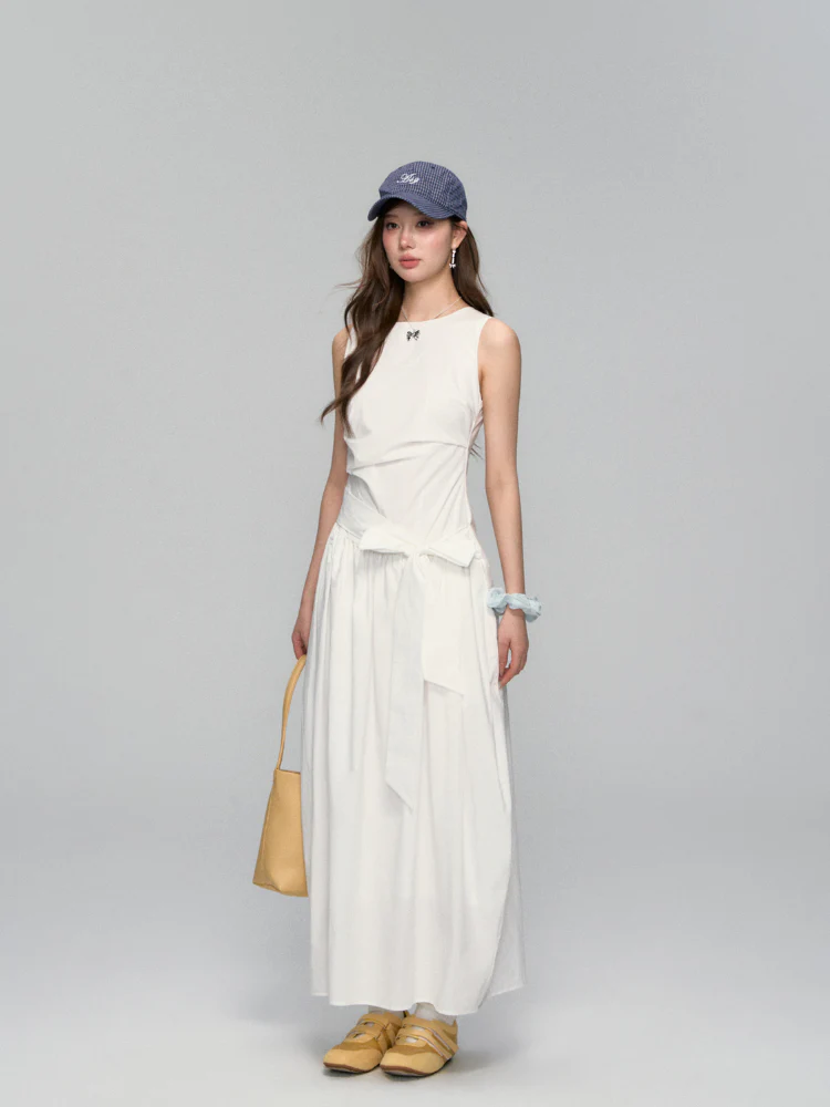 Sleeveless Tie-Waist A-Line Sundress
