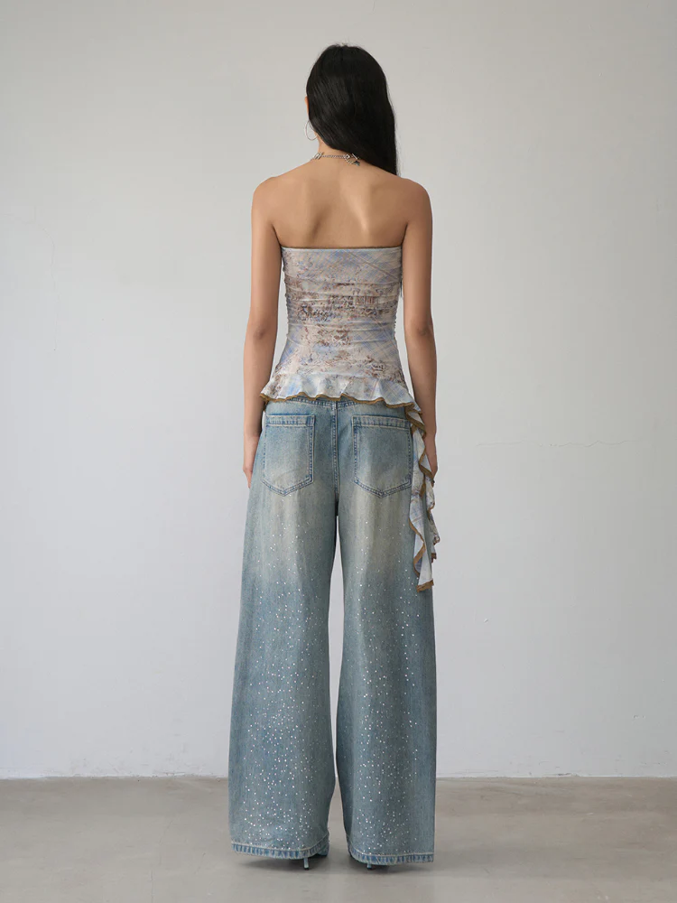 Irregular Print Mesh Bandeau