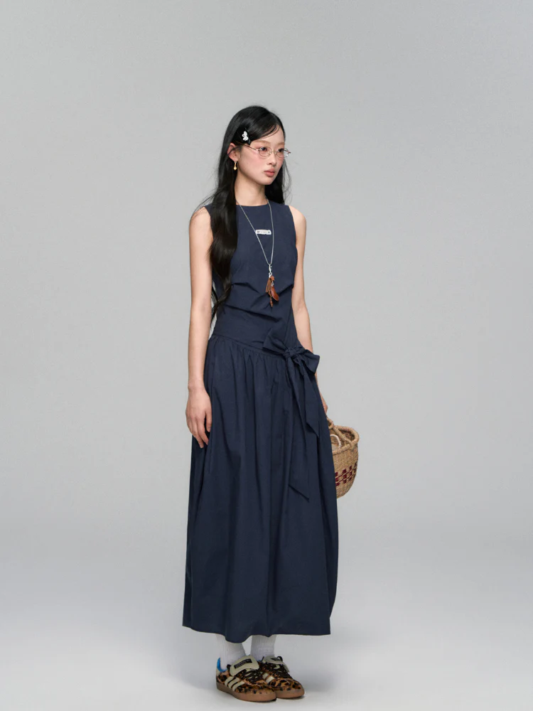 Sleeveless Tie-Waist A-Line Sundress