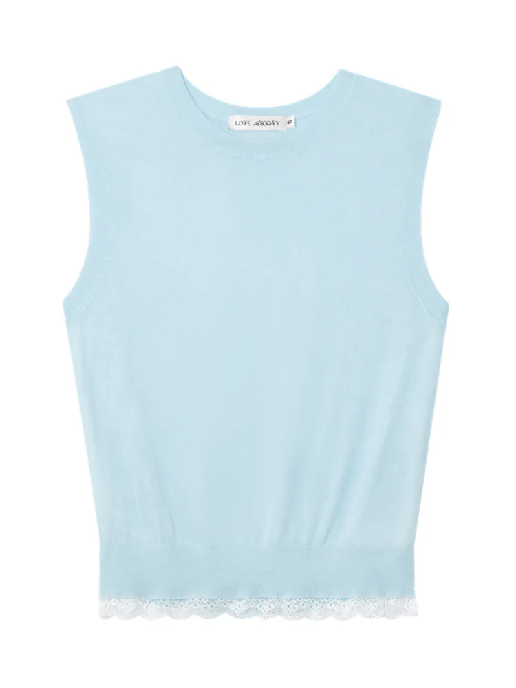 Lace Trimmed Crew Neck Knitted Cardigan Set