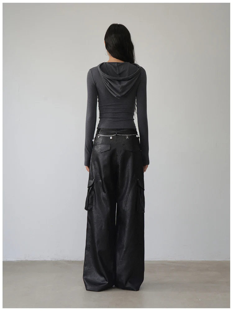 Hooded Hollow-out Long-sleeved T-shirt