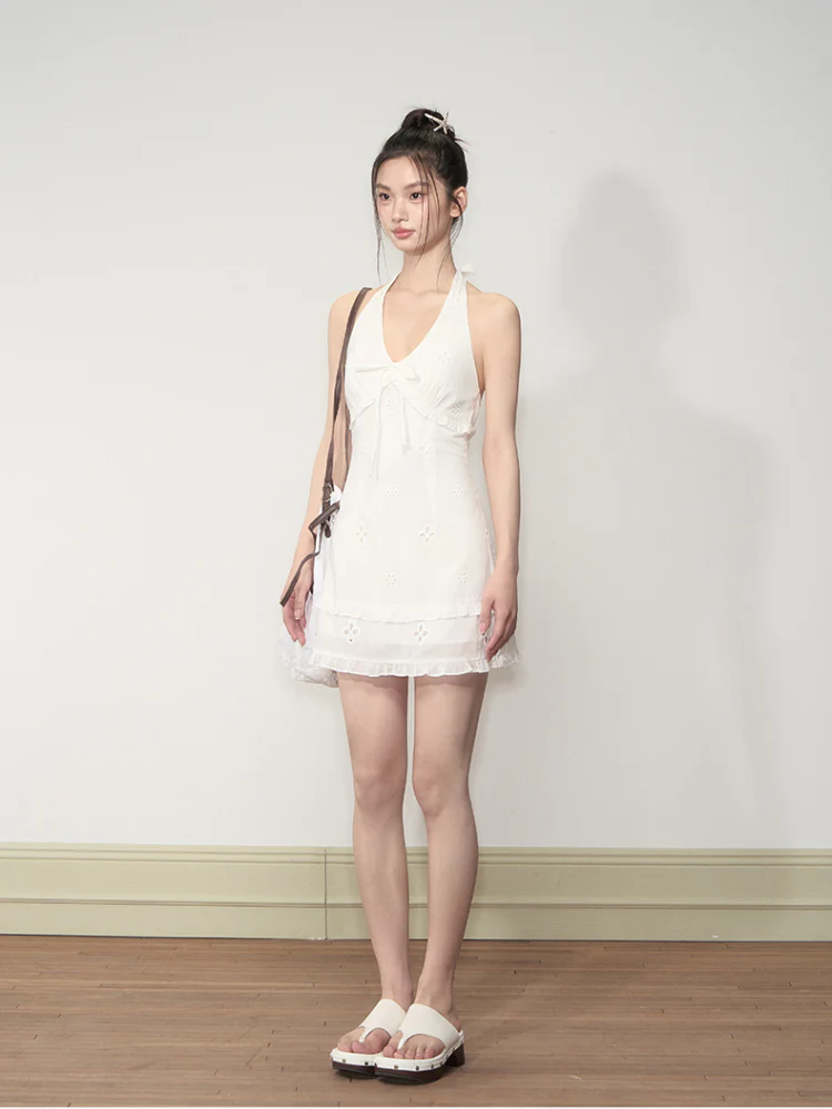 Ruffled Halter Strapless Dress