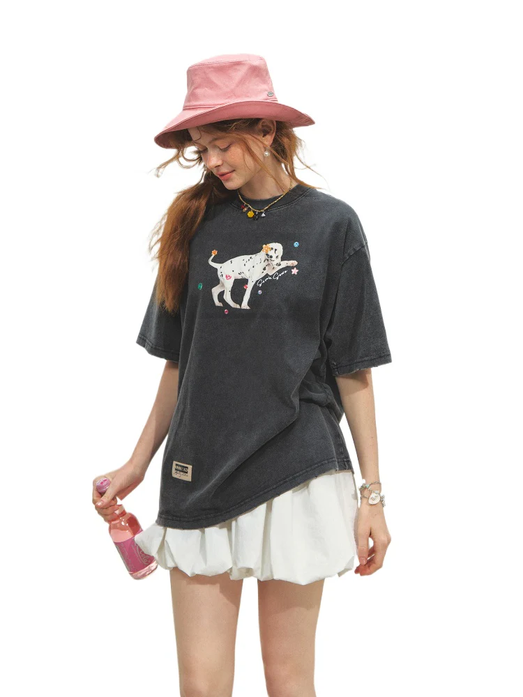 Spotted Puppy Printed Short Sleeve T-shirt