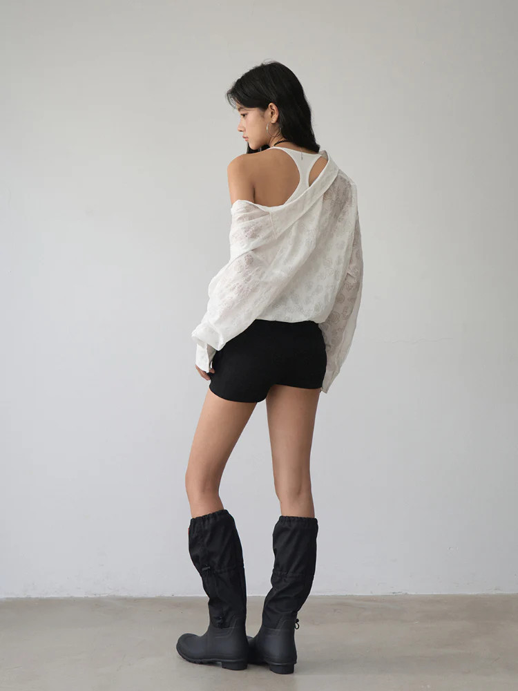 Two-piece Look Checked Long-sleeve Shirt