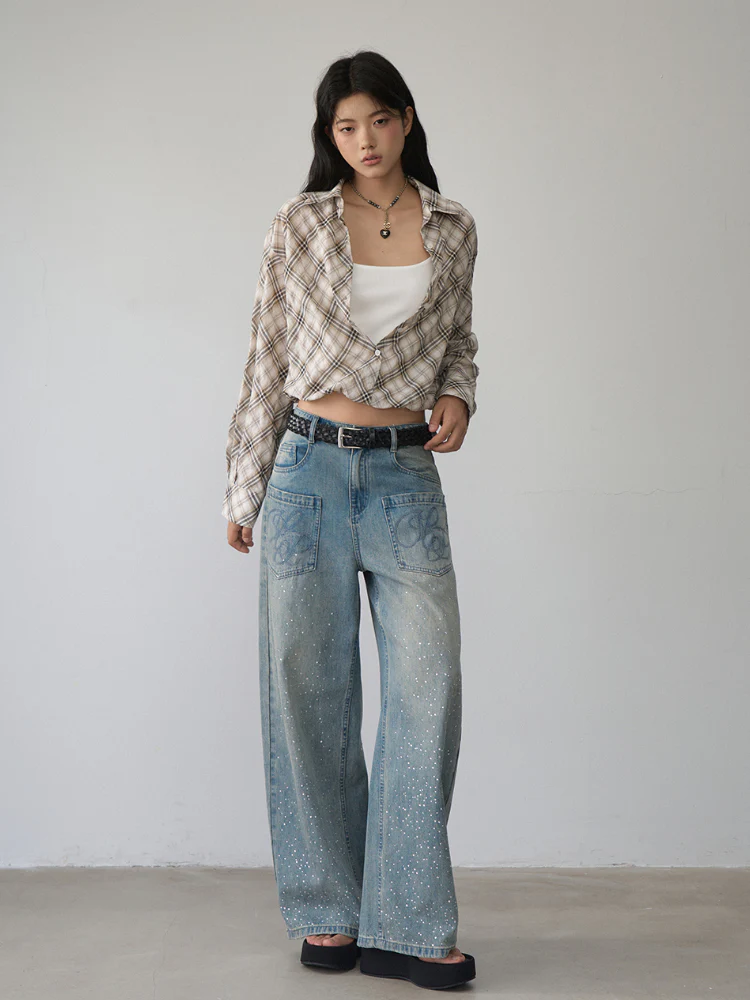 Two-piece Look Checked Long-sleeve Shirt