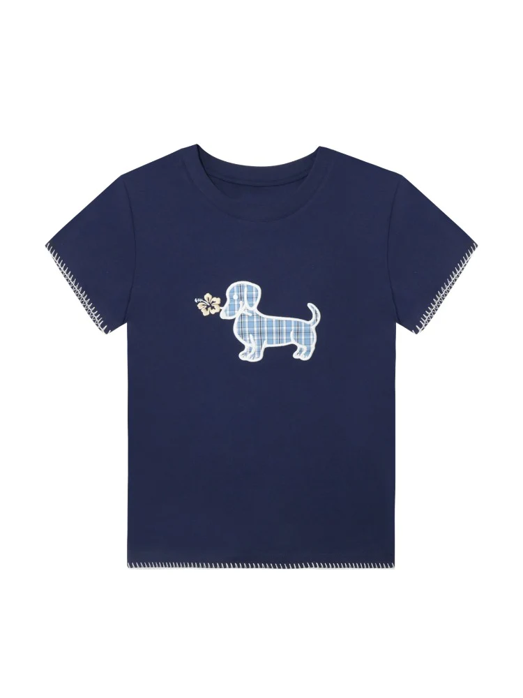 Print Dog Embroidered Tee