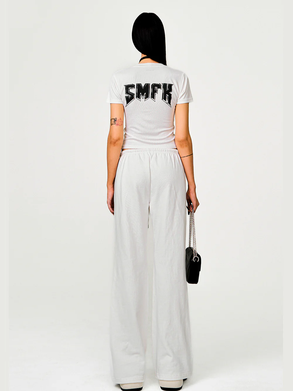 Black & White Compass Flared Sweatpants