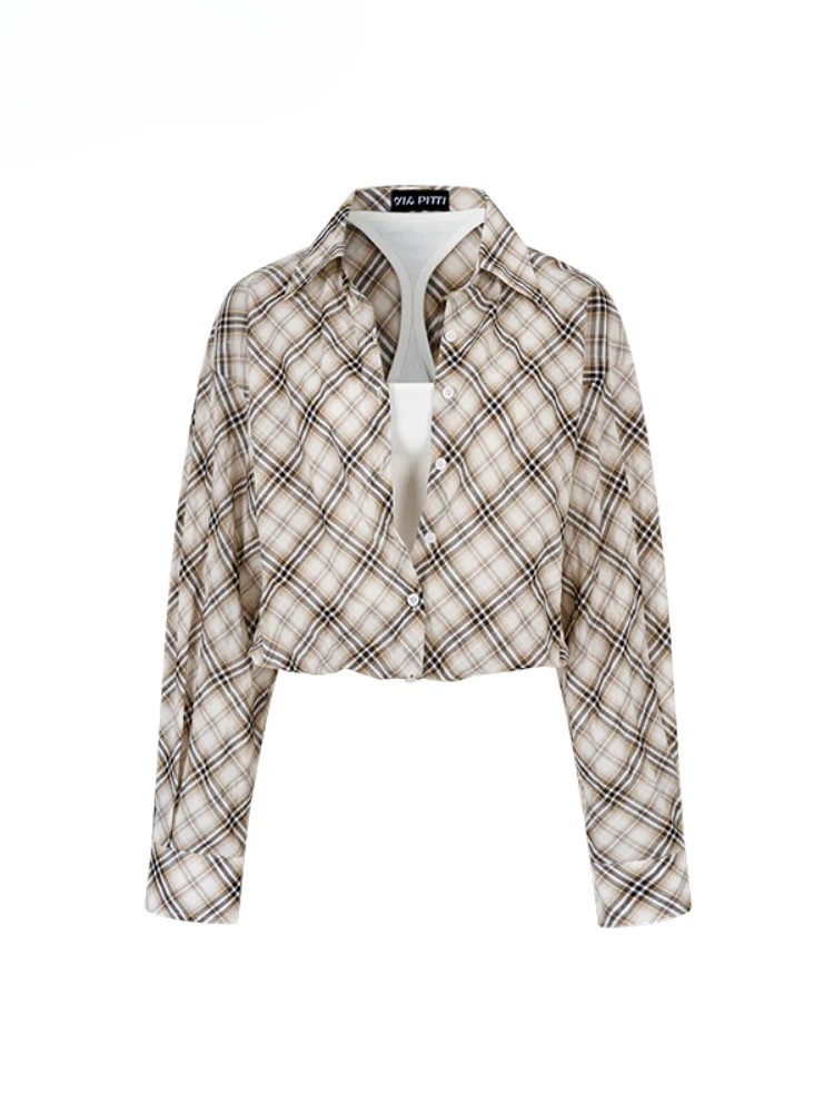 Two-piece Look Checked Long-sleeve Shirt