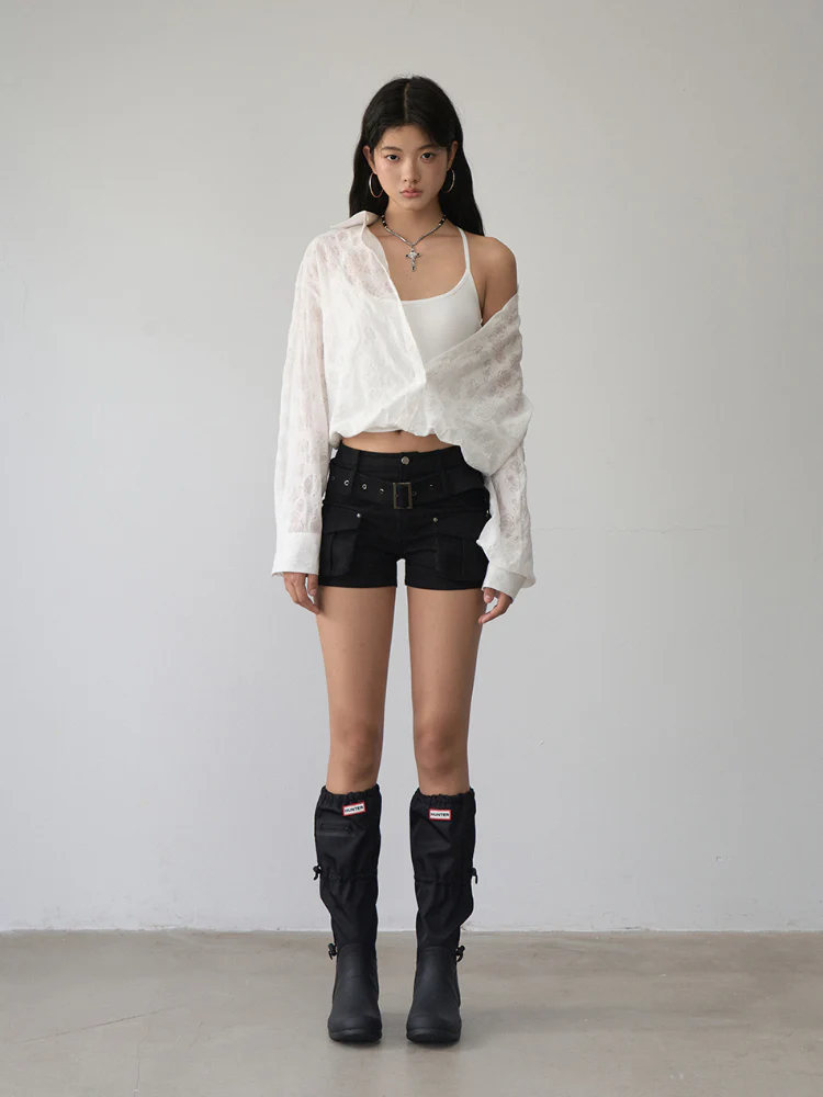 Two-piece Look Checked Long-sleeve Shirt