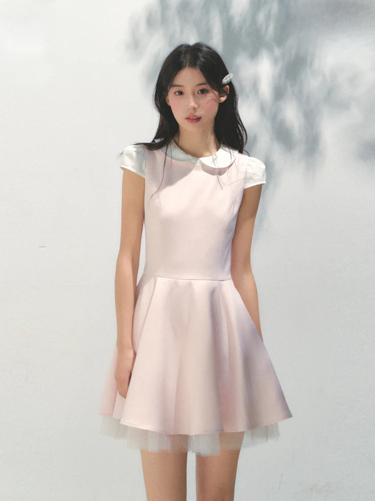 Doll Collar Mesh Tutu Dress