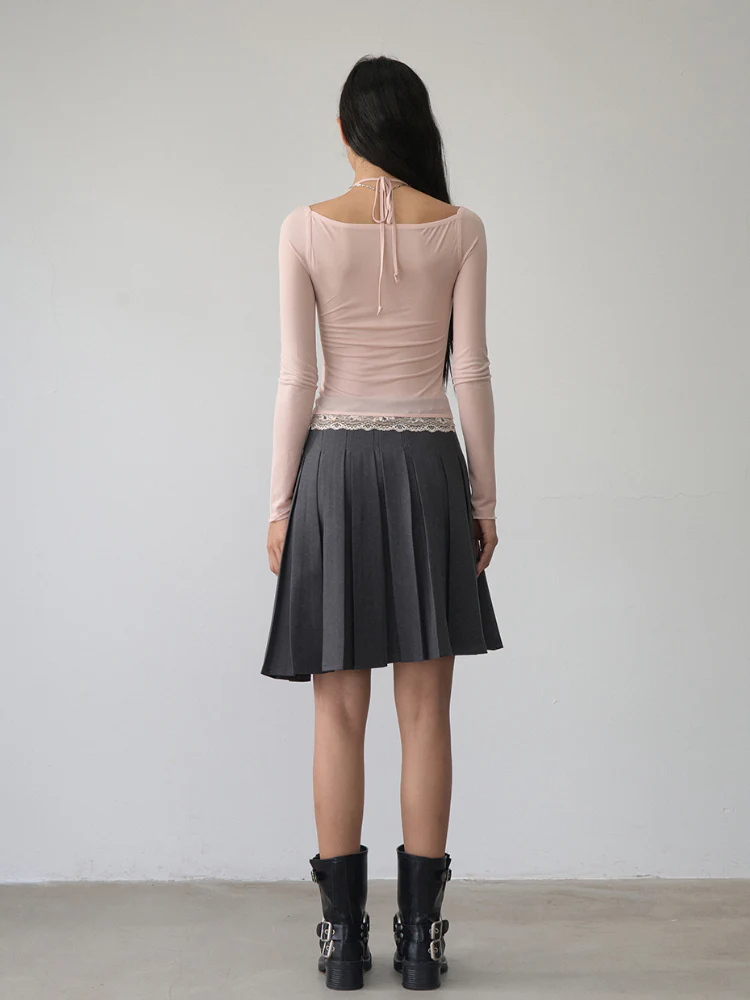 Lace Panel Beaded Acetate T-shirt