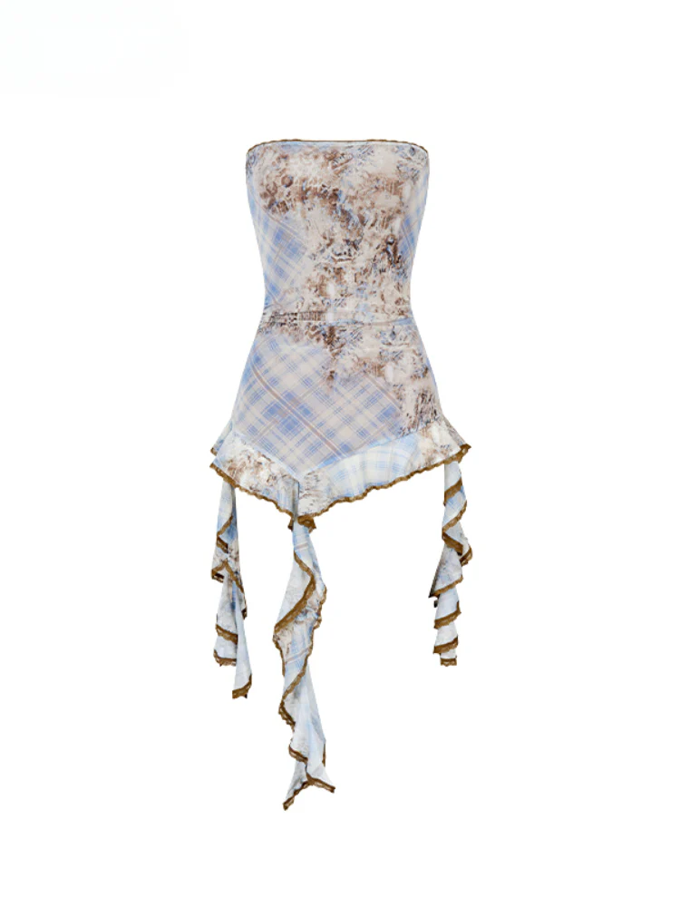 Irregular Print Mesh Bandeau