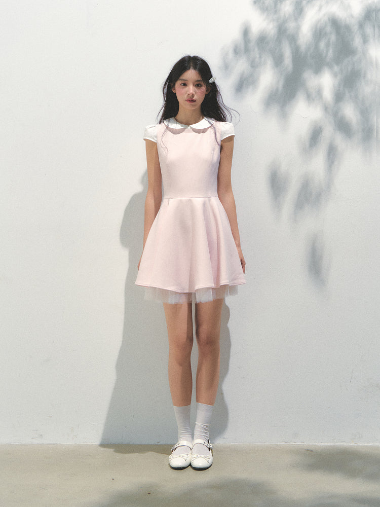 Doll Collar Mesh Tutu Dress