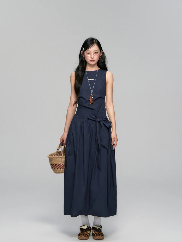 Sleeveless Tie-Waist A-Line Sundress