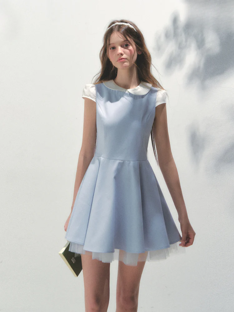 Doll Collar Mesh Tutu Dress