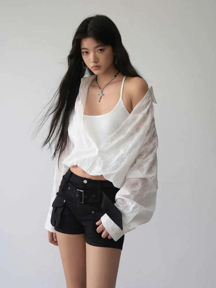 Two-piece Look Checked Long-sleeve Shirt