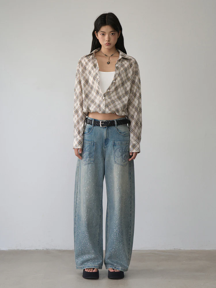 Two-piece Look Checked Long-sleeve Shirt