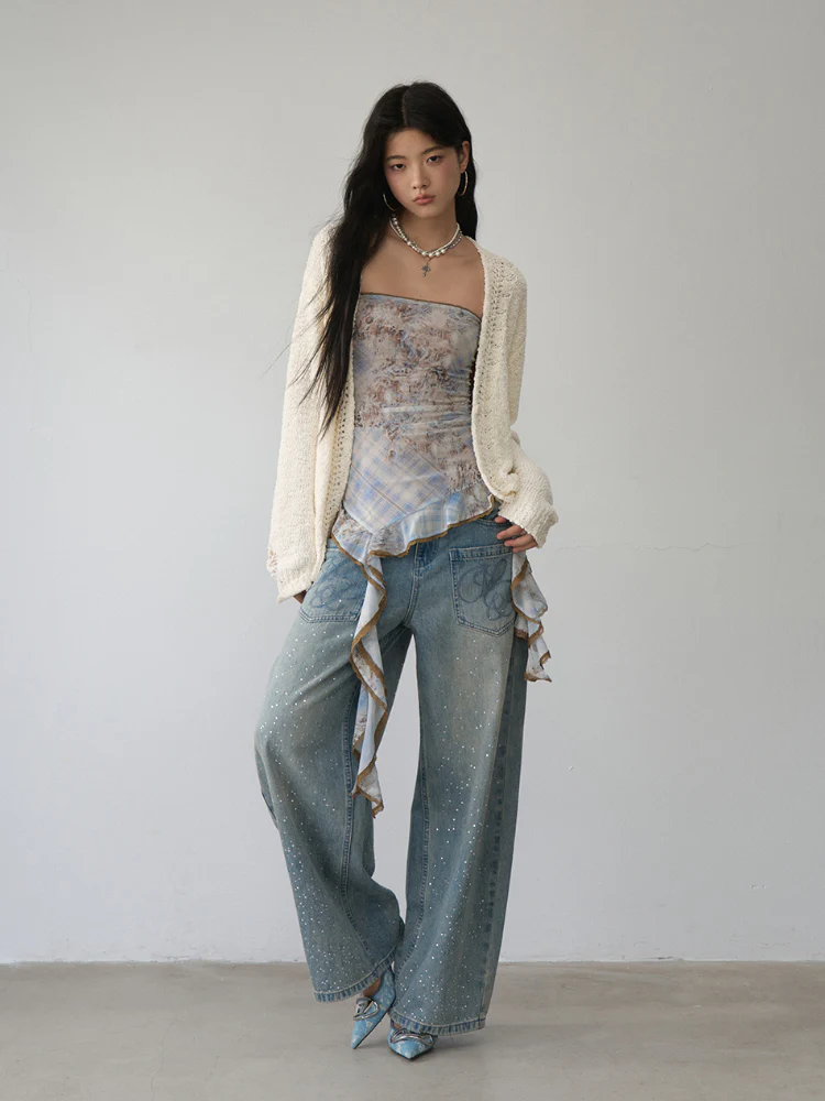 Irregular Print Mesh Bandeau