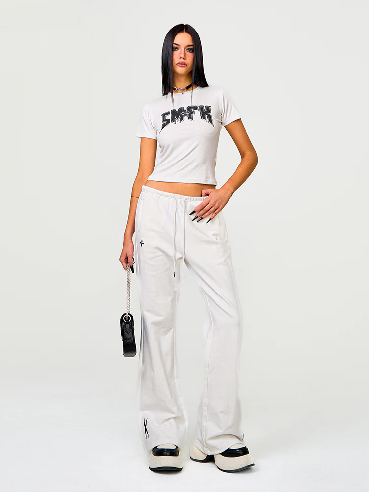 Black & White Compass Flared Sweatpants