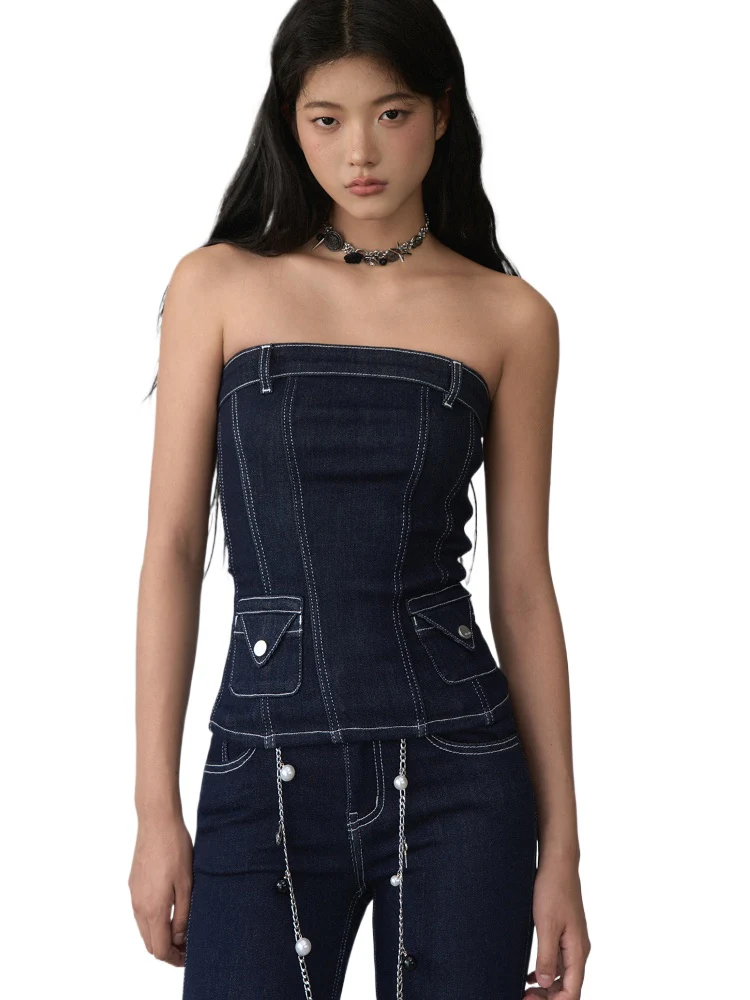 Vintage Denim Contrast Bandeau