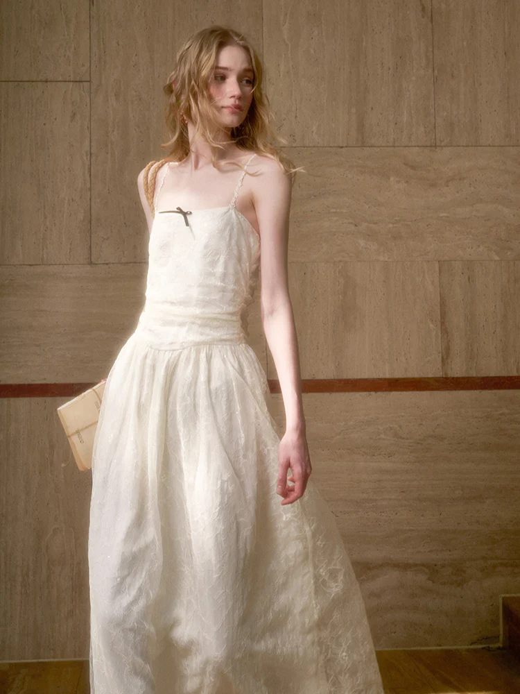 Lace Sequin Shimmer Waist - Cinching Camisole Dress