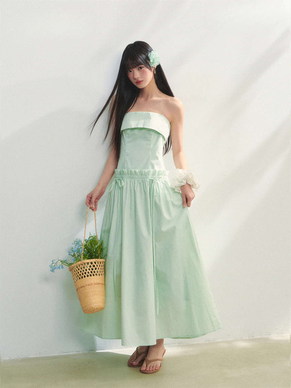 Tie-Waist Strapless Dress