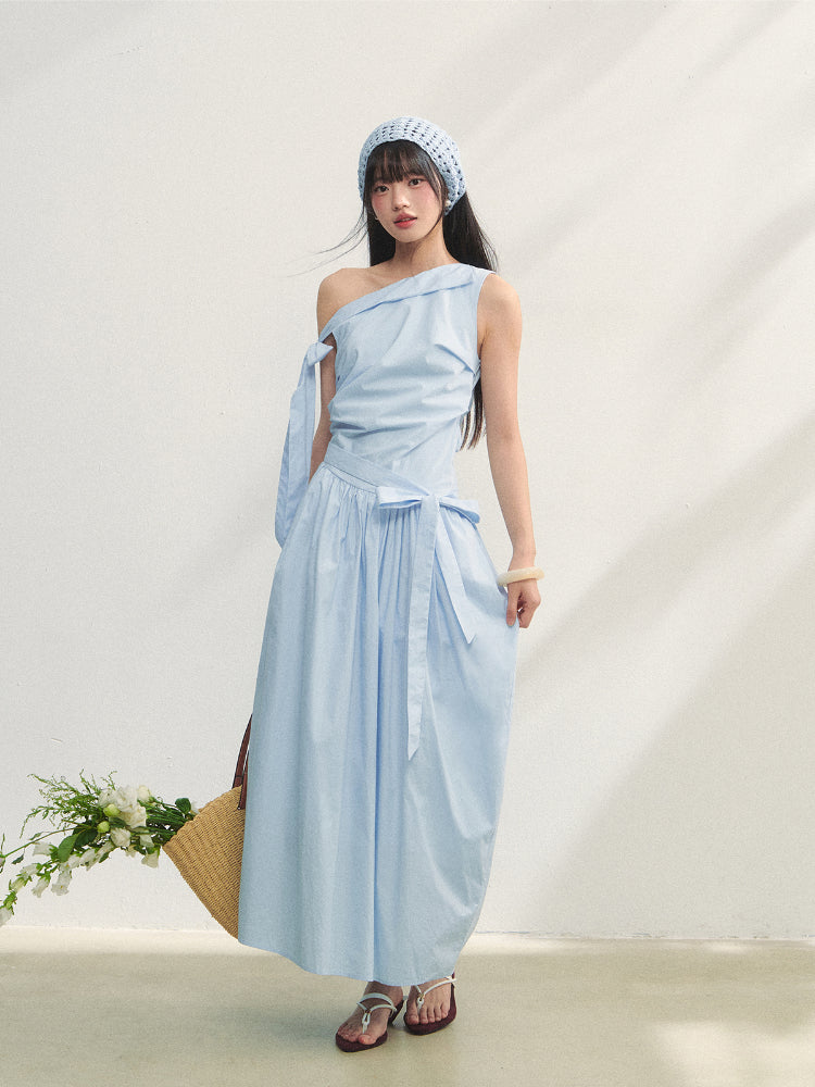 Off-the-Shoulder Bow Flower Bud Dress