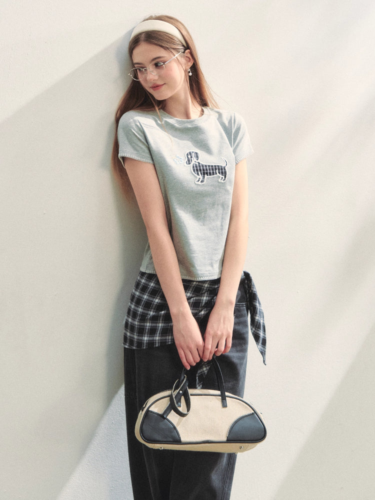 Print Dog Embroidered Tee