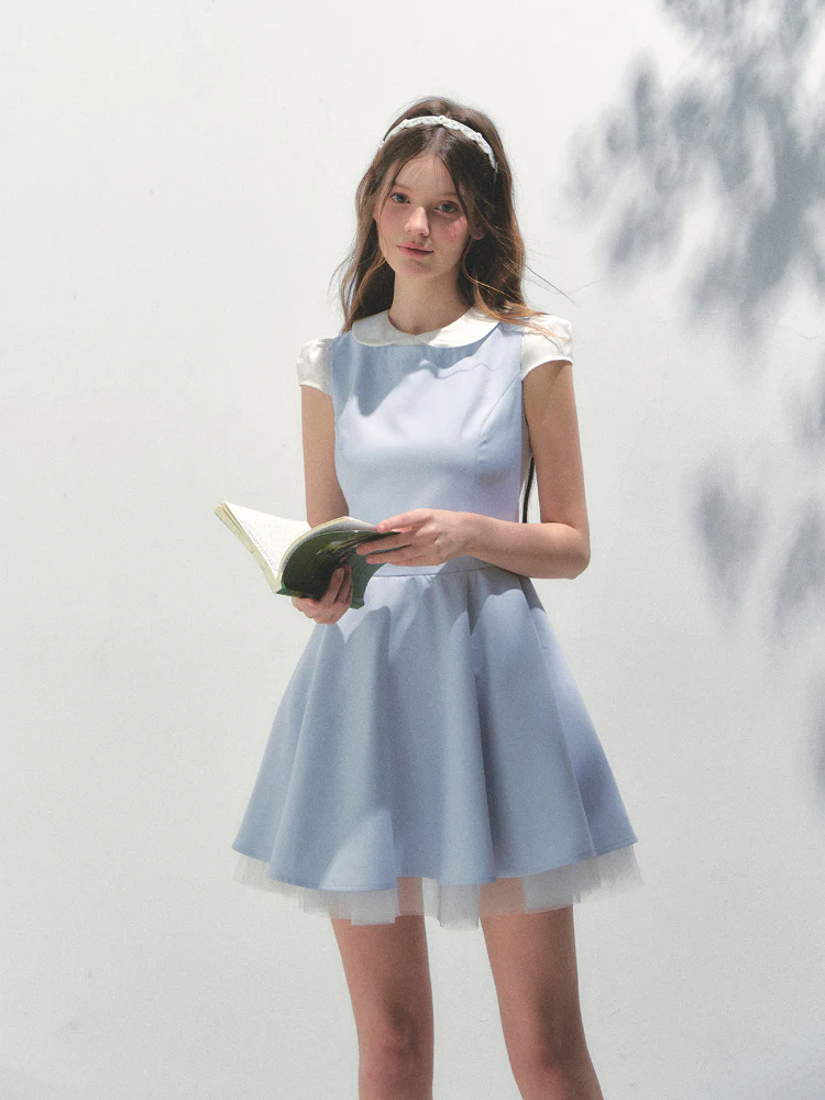 Doll Collar Mesh Tutu Dress