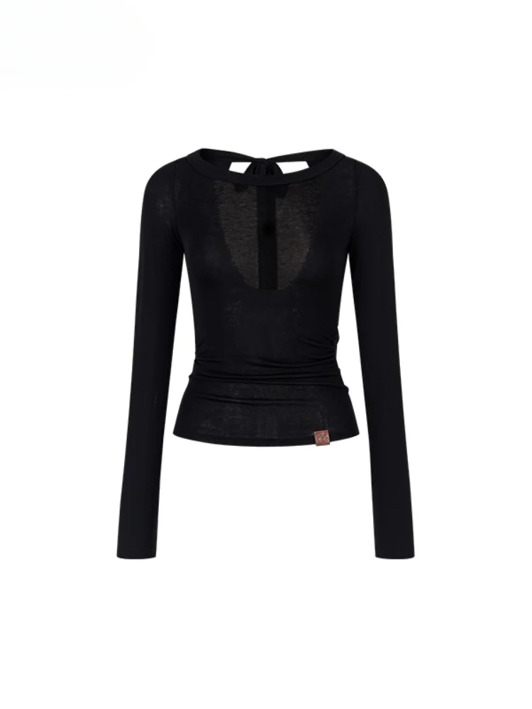 Reversible Off-shoulder Slim Long-sleeve T-shirt