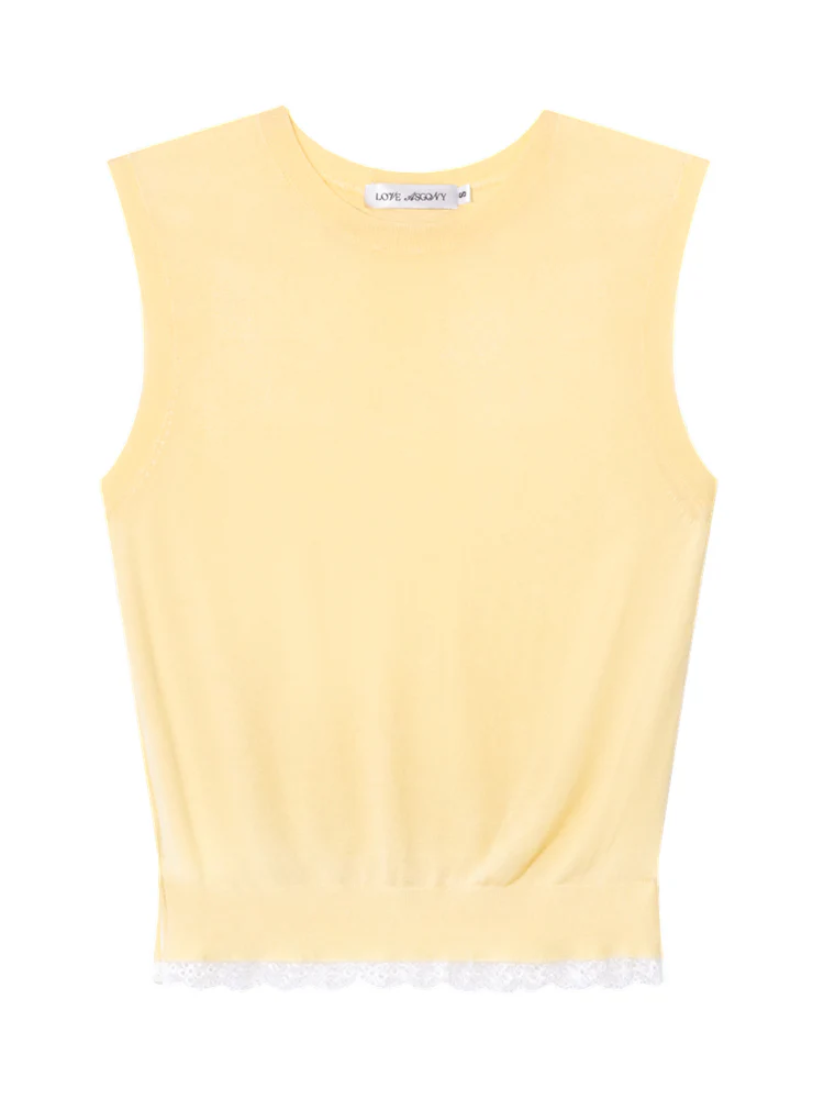 Lace Trimmed Crew Neck Knitted Cardigan Set