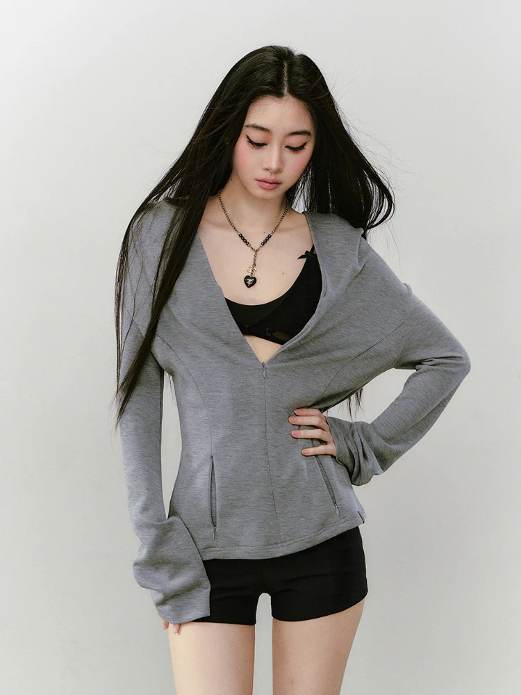Flared Sleeve Waist-cinched Hooded Jacket