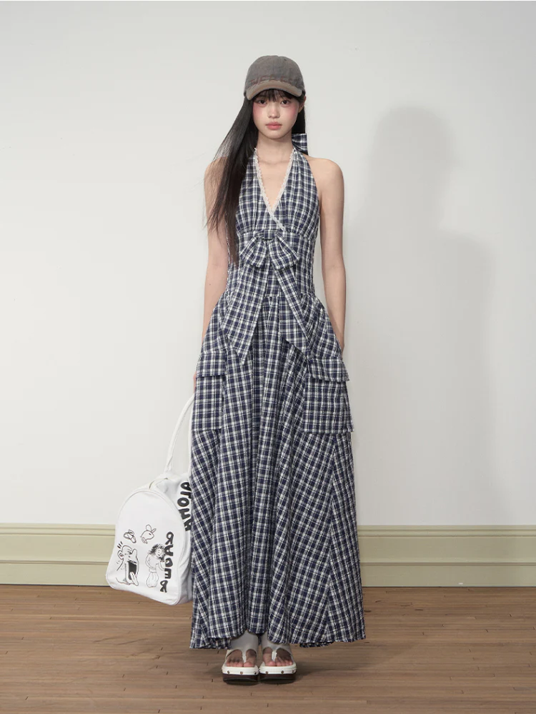 Halter Bowknot Lace Dress