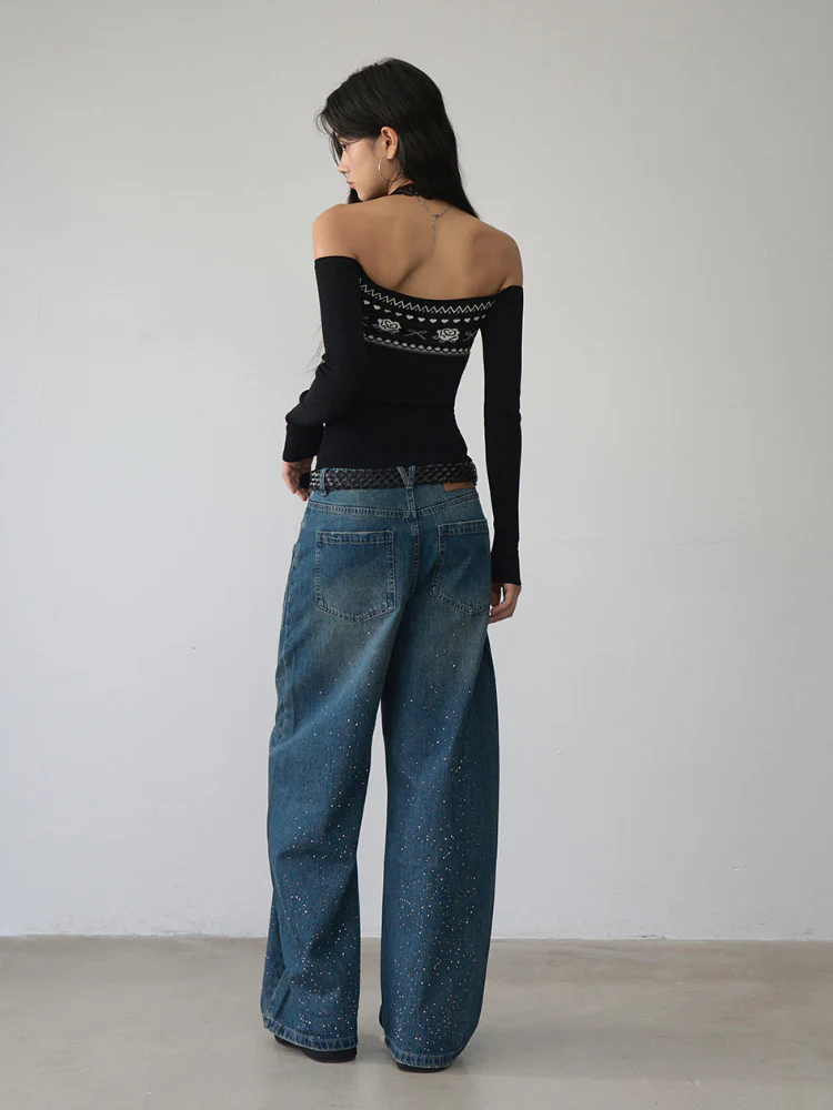 Lace Halter Two-way One-shoulder Sweater