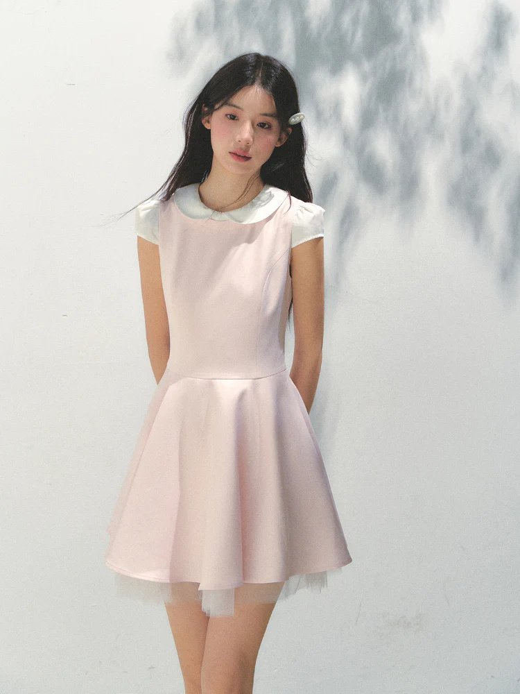Doll Collar Mesh Tutu Dress