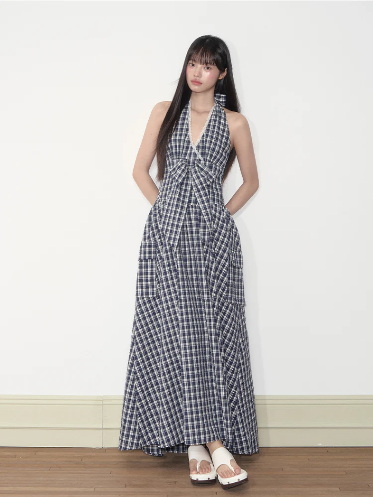 Halter Bowknot Lace Dress