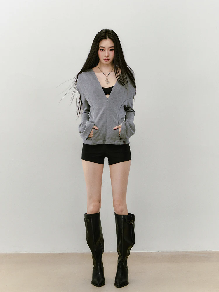 Flared Sleeve Waist-cinched Hooded Jacket