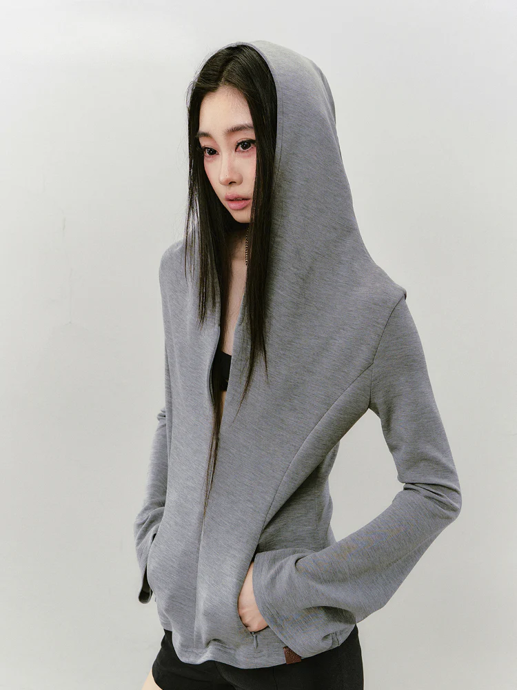 Flared Sleeve Waist-cinched Hooded Jacket