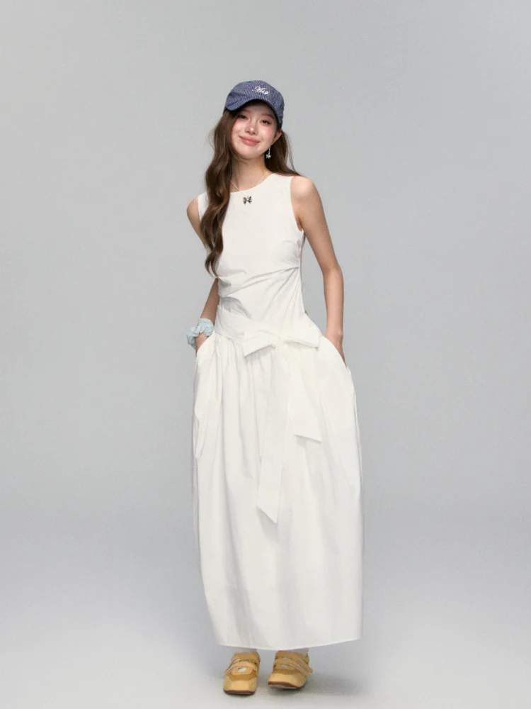 Sleeveless Tie-Waist A-Line Sundress