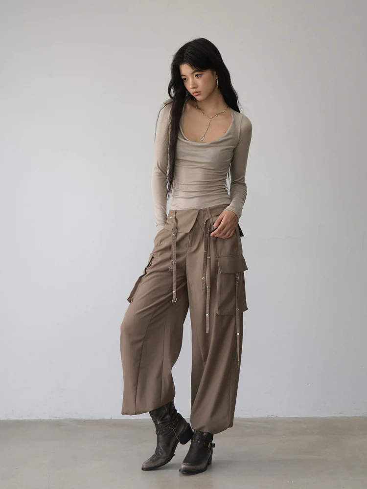 Reversible Off-shoulder Slim Long-sleeve T-shirt