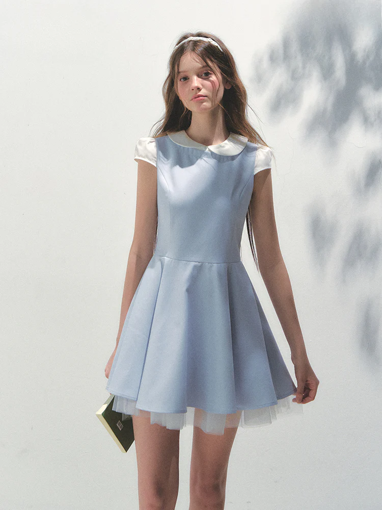 Doll Collar Mesh Tutu Dress