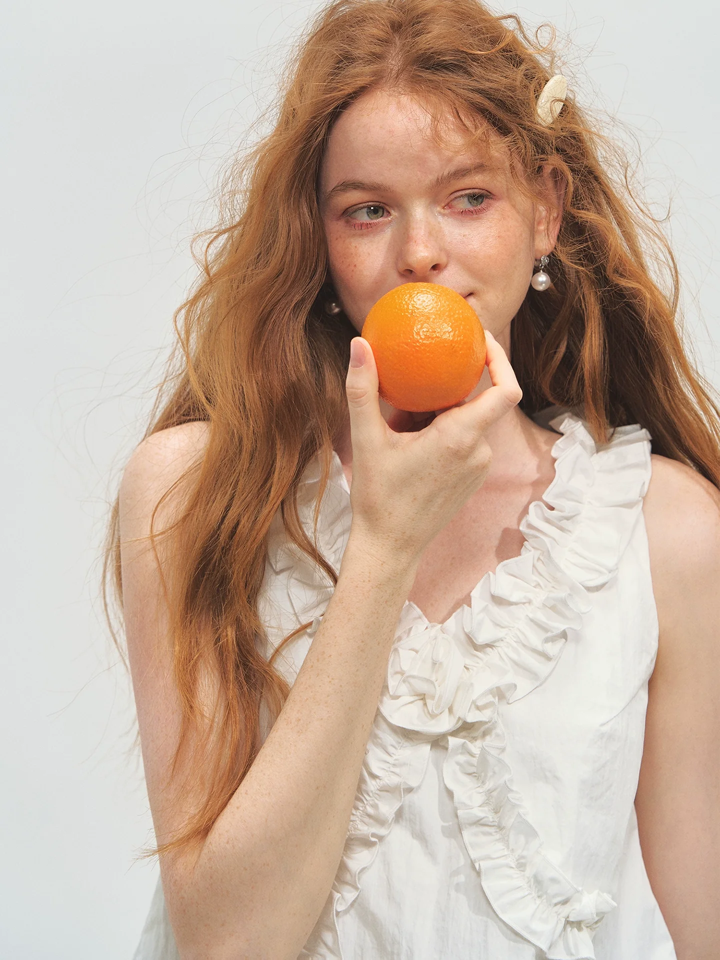 French Ruffle Lace Knotted Flower V-neck Top