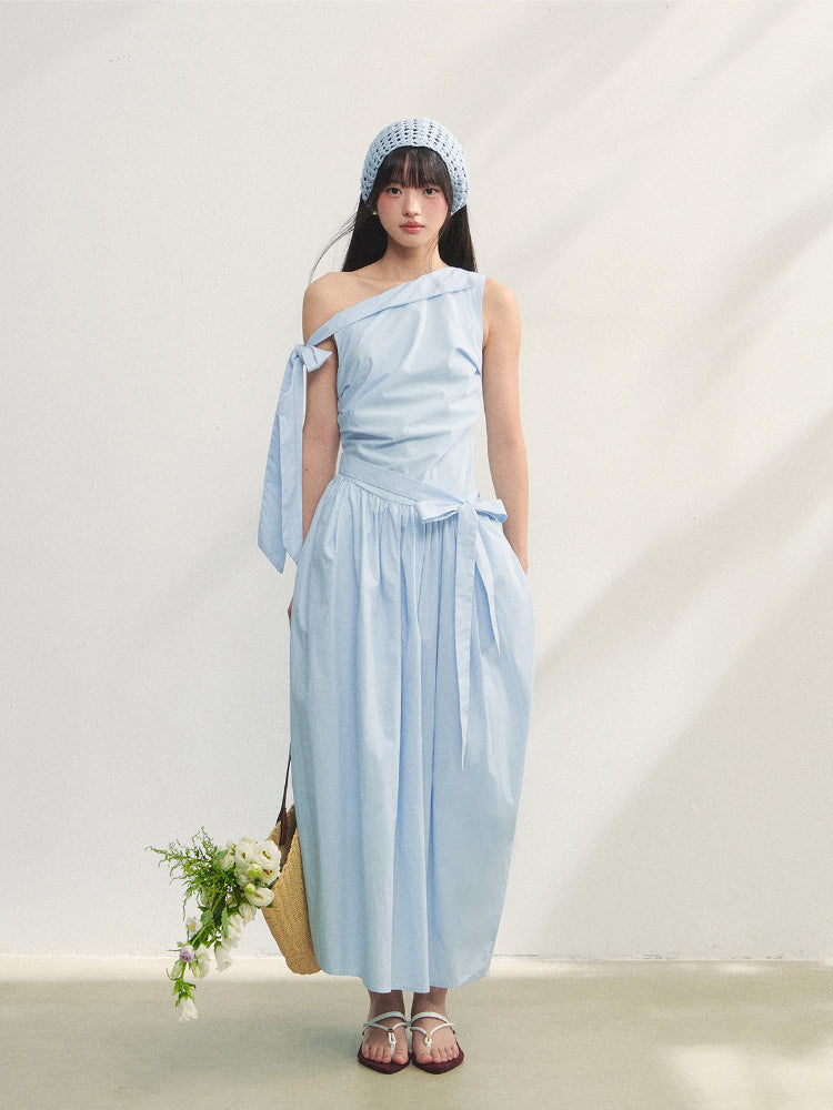 Off-the-Shoulder Bow Flower Bud Dress