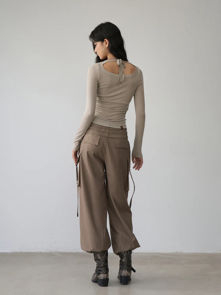 Reversible Off-shoulder Slim Long-sleeve T-shirt