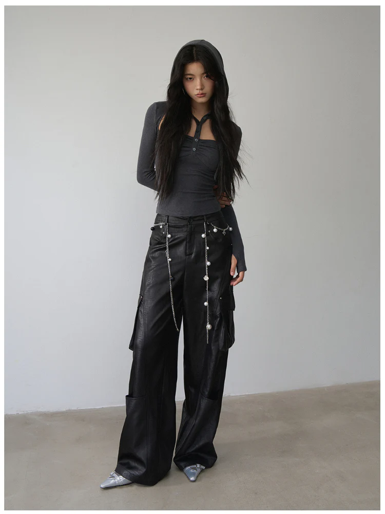 Hooded Hollow-out Long-sleeved T-shirt