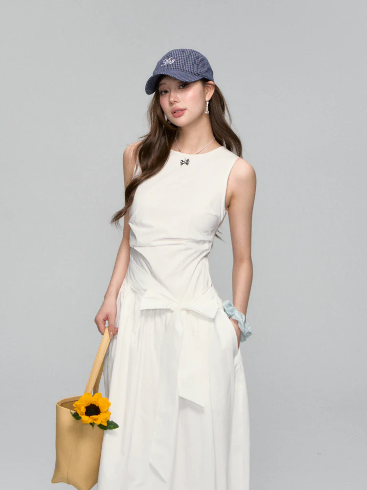 Sleeveless Tie-Waist A-Line Sundress