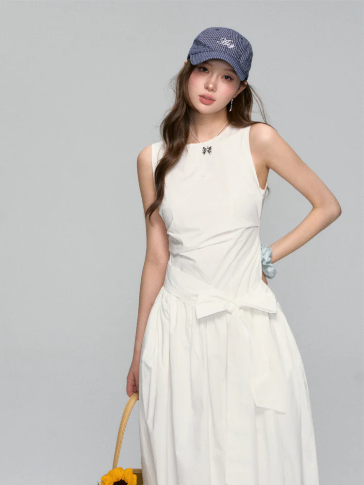 Sleeveless Tie-Waist A-Line Sundress