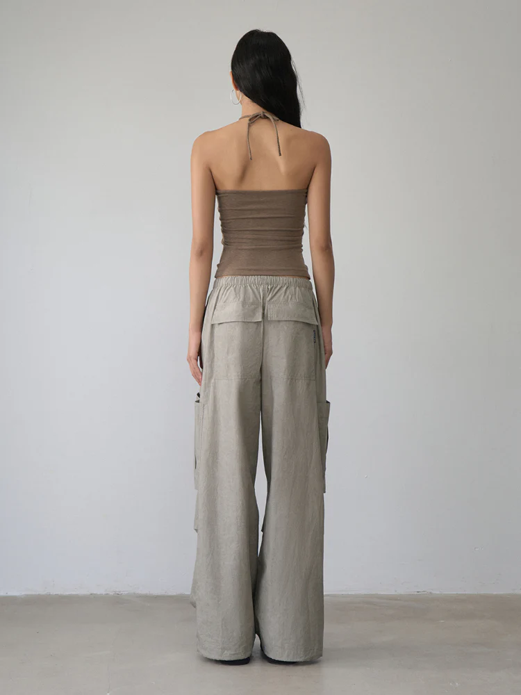 Pleated Rope-Hanging Fitted Bandeau