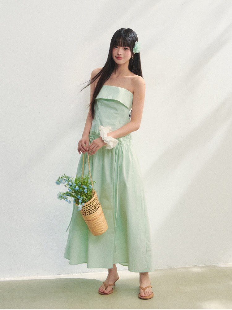 Tie-Waist Strapless Dress